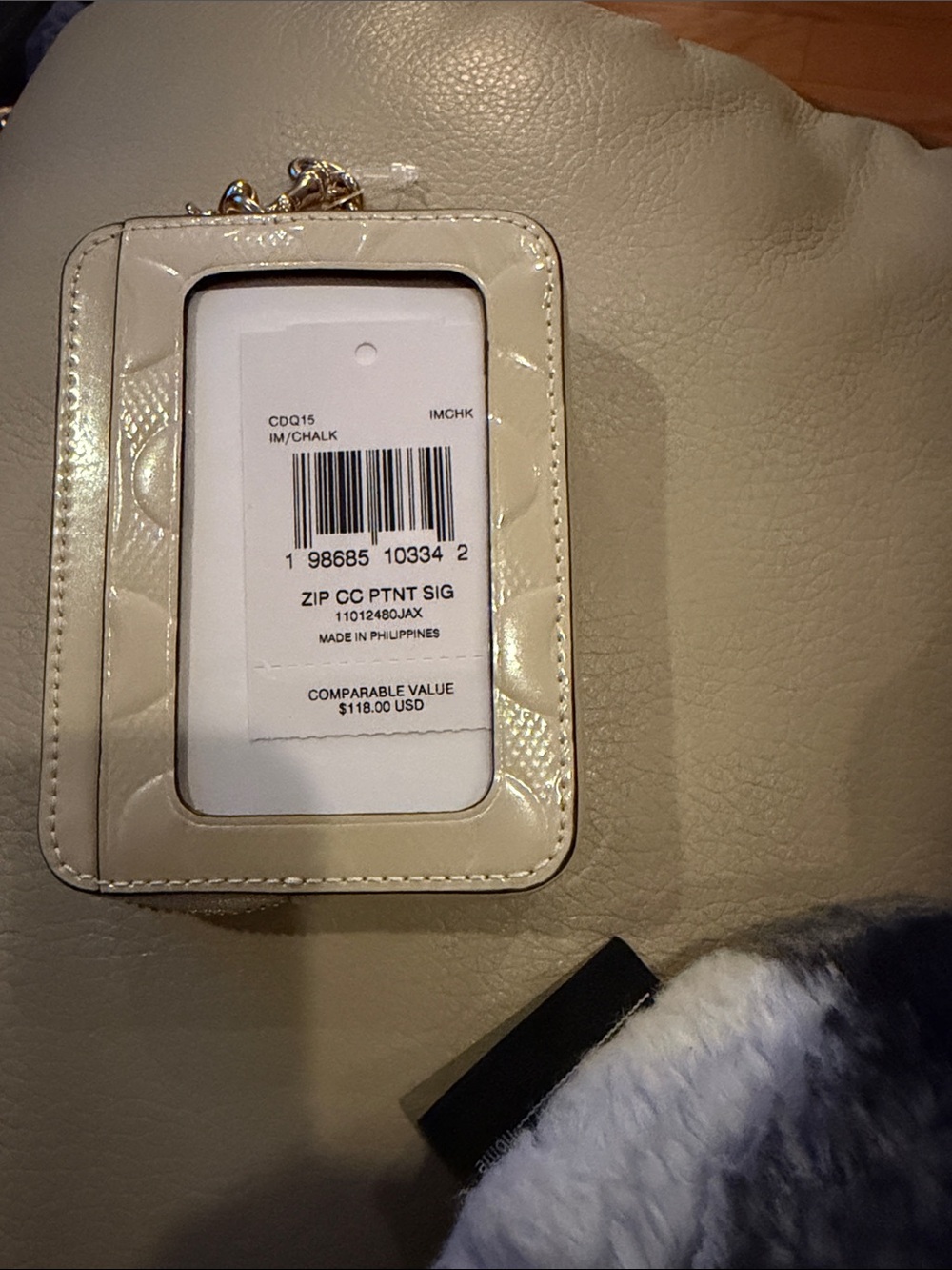 Coach Chalk Zip Card Case with Chain
